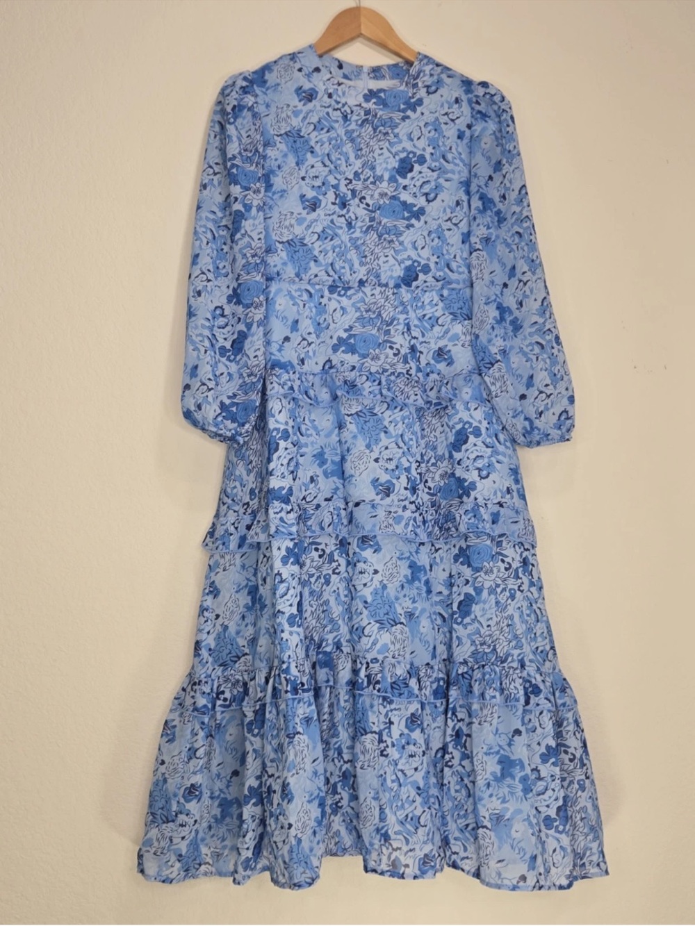 Tuckernuck Hyacinth House Blue Multi Abstract Floral Rosalind Ruffle Midi Dress